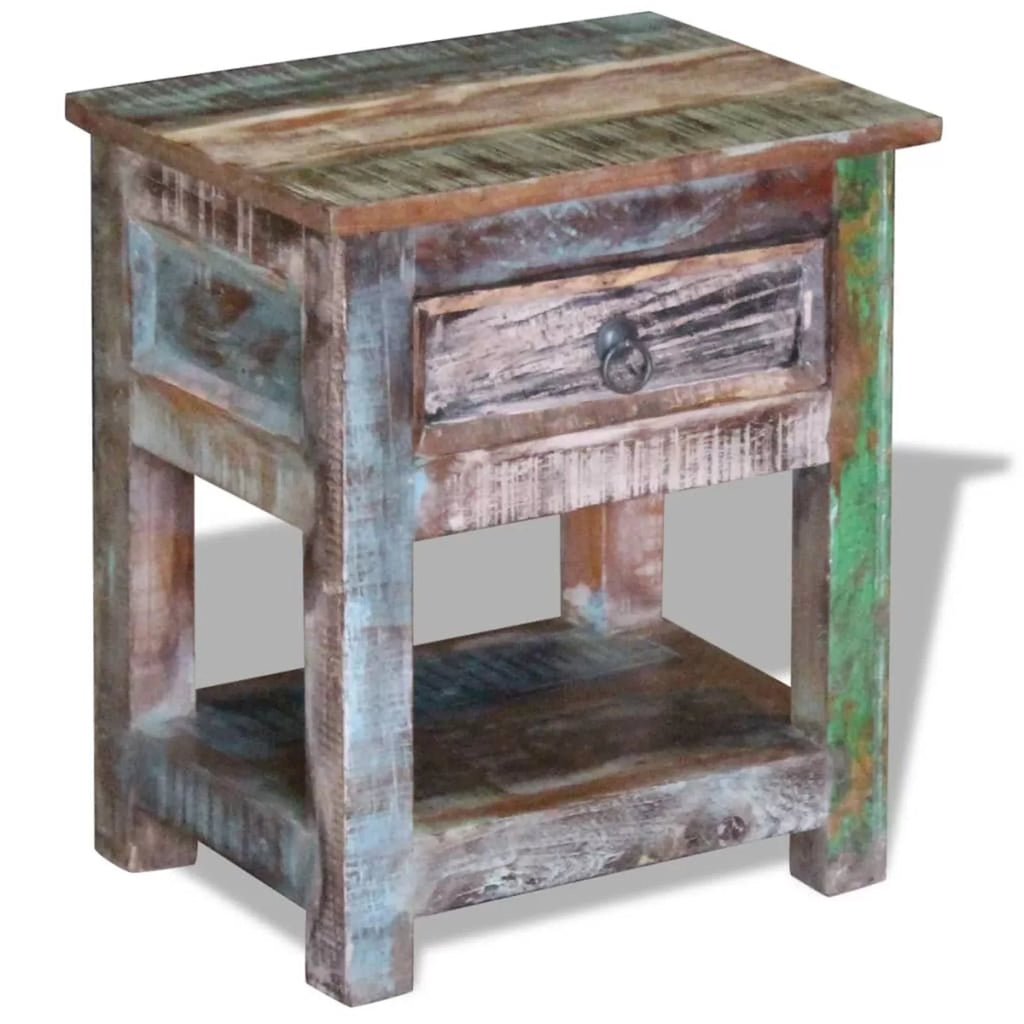 Solid Reclaimed Wood Side Table with 1 Drawer Z71126