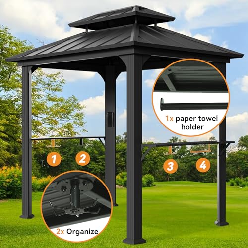 12' x 24' Hardtop Gazebo with LED Lights and Curtains A8958