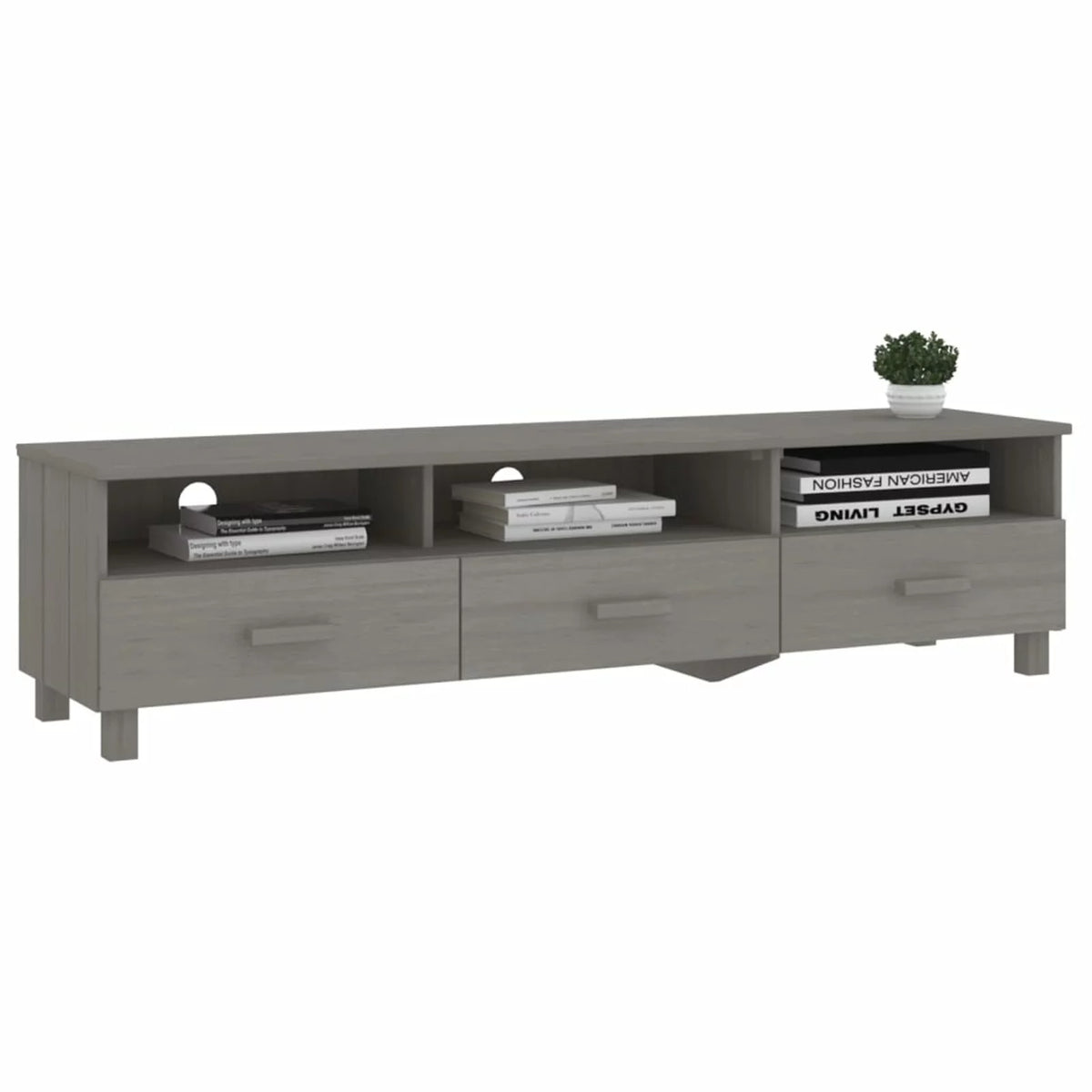 Light Gray Solid Wood Pine TV Stand N153163