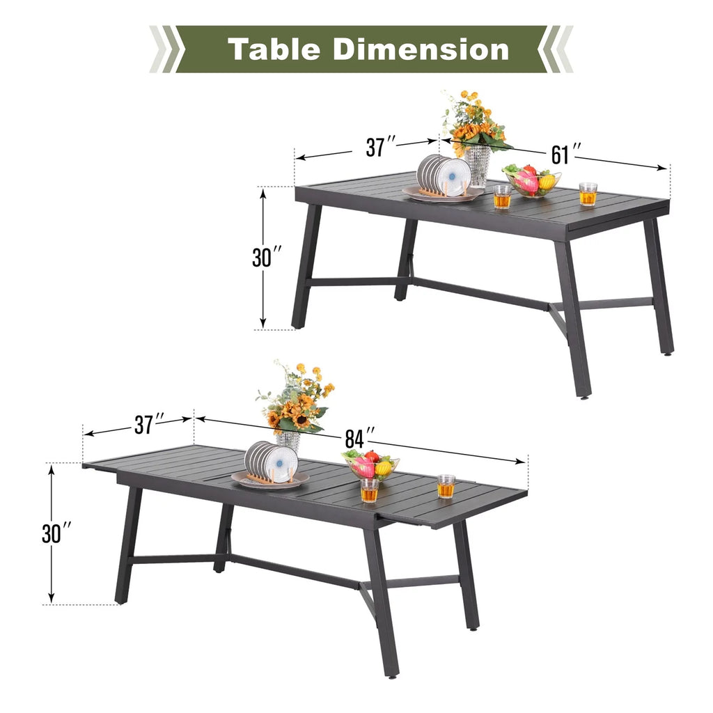 9-Piece Black Outdoor Dining Set with Expandable Table C1930