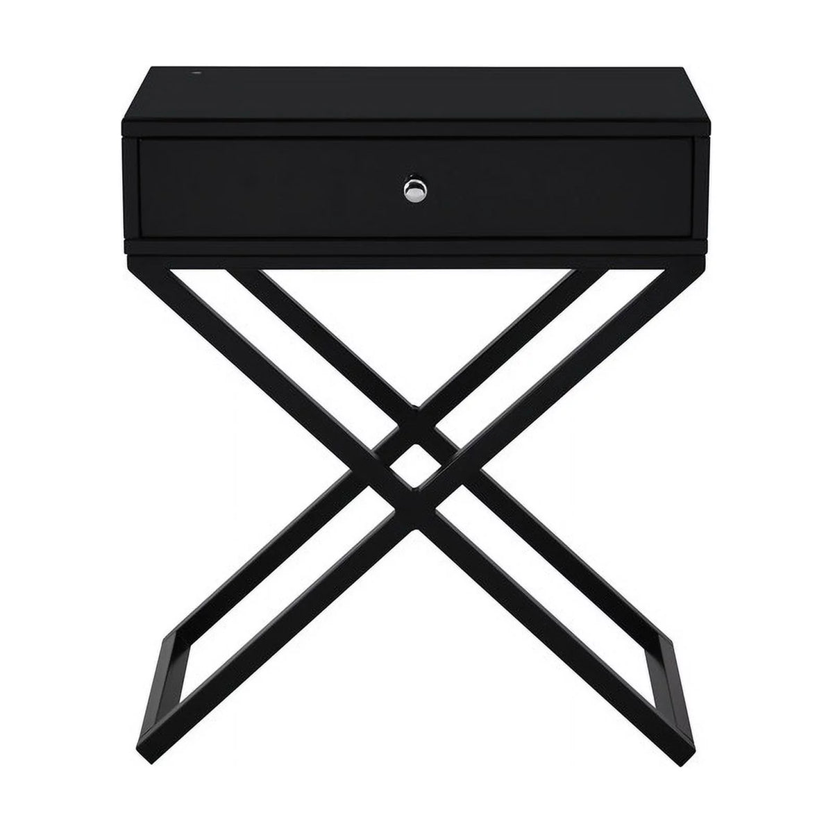 Black Wooden Nightstand with Drawer Q2817