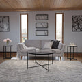 Clear Glass Table Set with Matte Black X Metal Frame, Coffee Table, 2 End Tables J2077