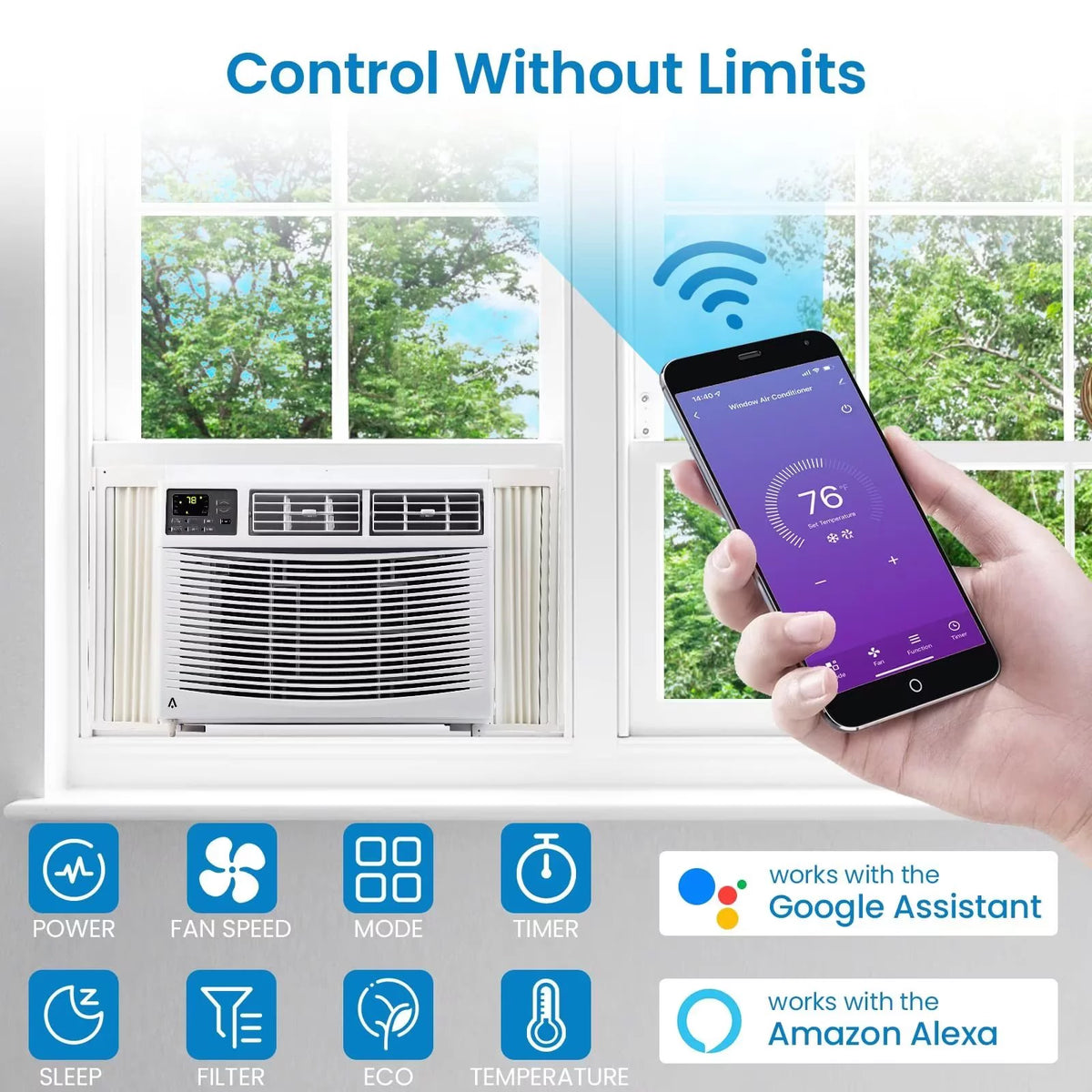 8000 BTU Window Air Conditioner with Remote/App Control V9377