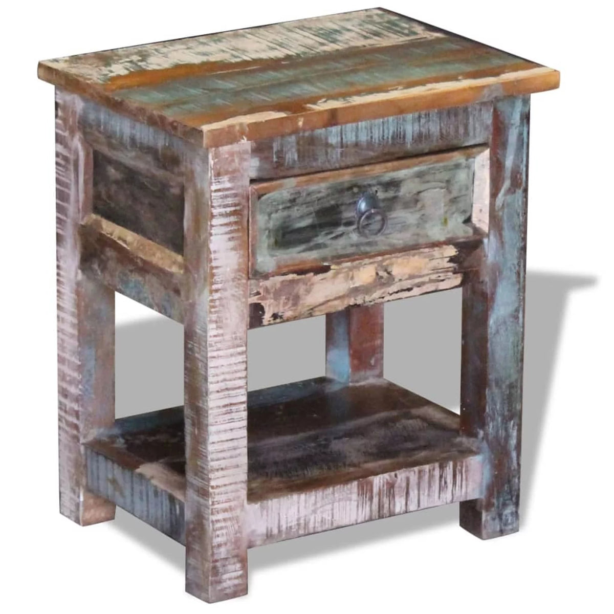 Solid Reclaimed Wood Side Table with 1 Drawer Z71126