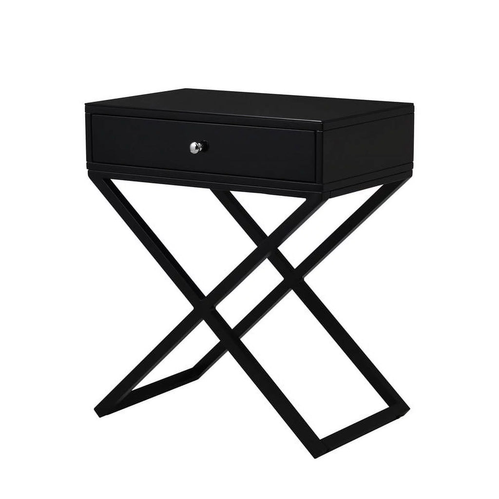 Black Wooden Nightstand with Drawer Q2817