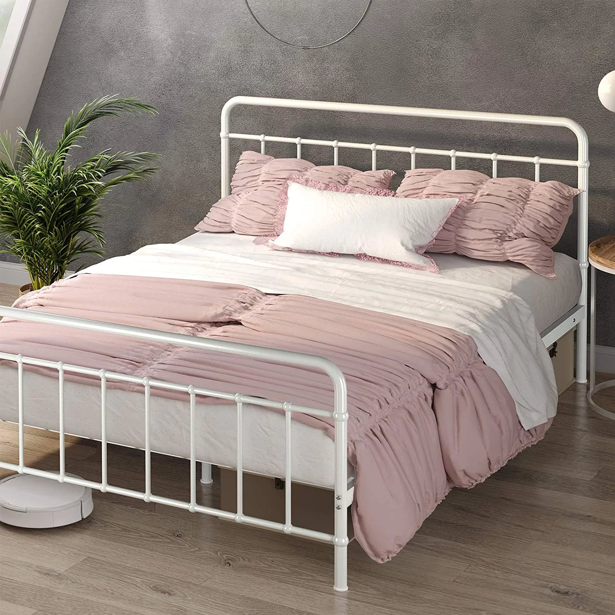 White Full Metal Platform Bed Frame A4013