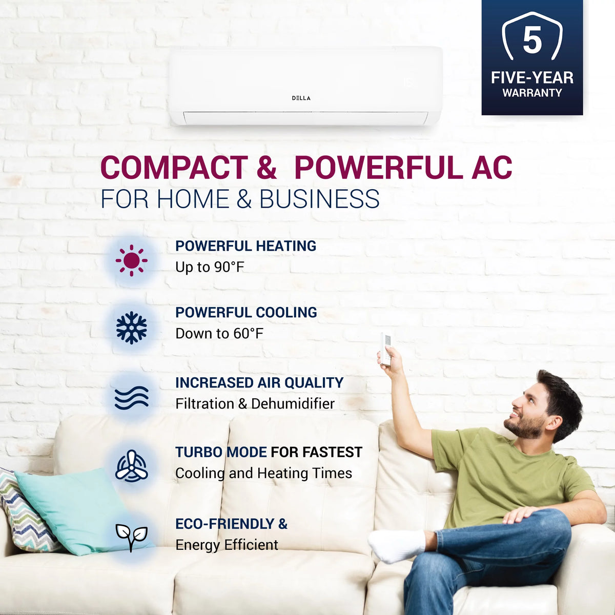 18000 BTU Wifi Enabled Mini Split Air Conditioner & Heater T751