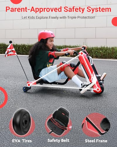 12V Electric Go Kart with Drift and 360° Spin, Black Y654