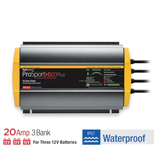 Waterproof Marine Battery Charger, 20 Amp, 3 Bank X319883