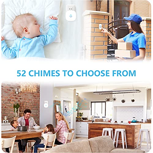 Wireless Doorbell with 2 Receivers, Adjustable Volume, 58 Chimes, Black T5931