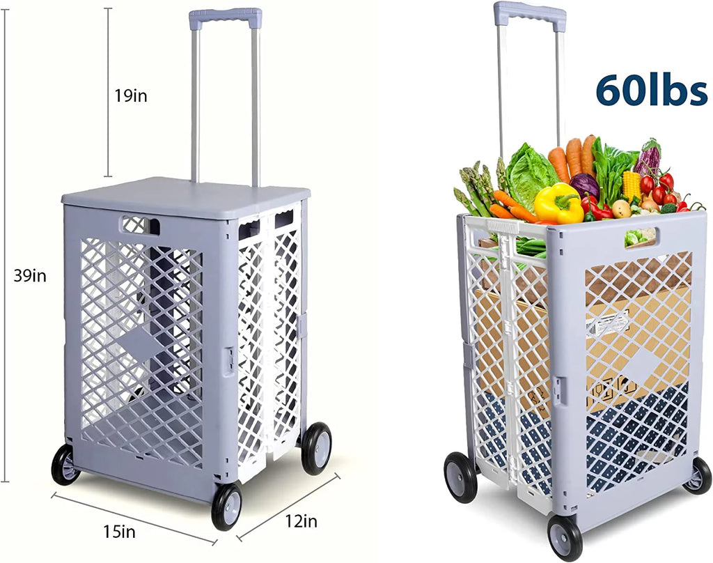 Foldable Rolling Crate with Lid Wheels, Gray T2855