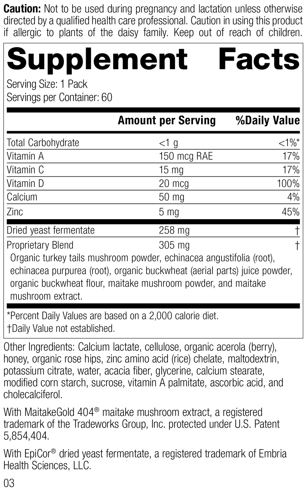 Vegetarian 60 Packs Immune System Health U794