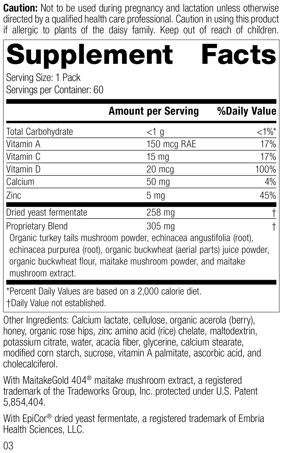 Vegetarian 60 Packs Immune System Health U794