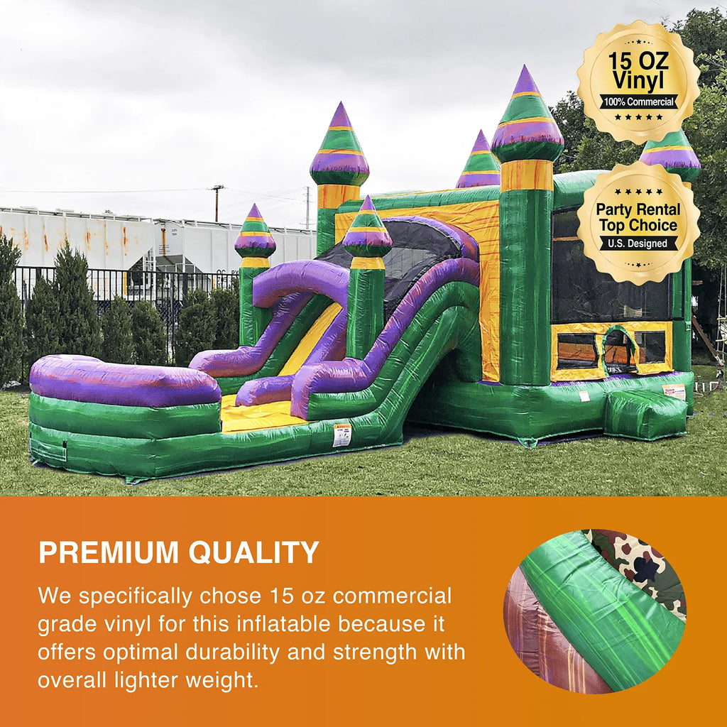 Inflatable Bounce House with Dual Water Slides and Pool H70157