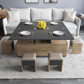 Grey Lift-Top Coffee Table with 4 Stools T2276