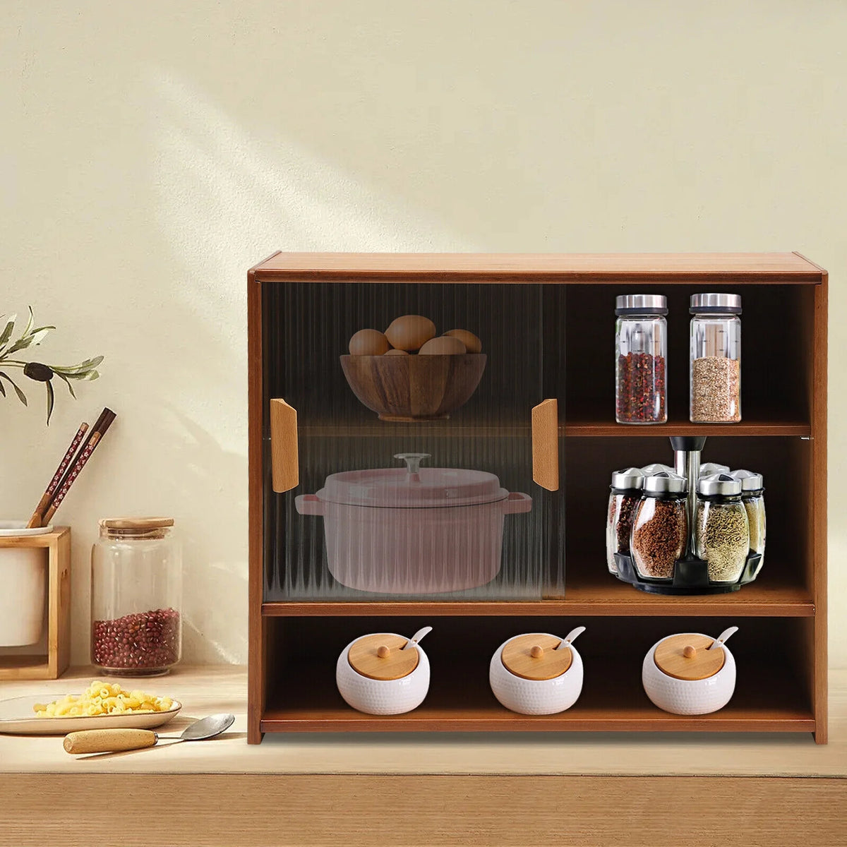 Small Kitchen Cabinet Sideboard with Sliding Door I91191