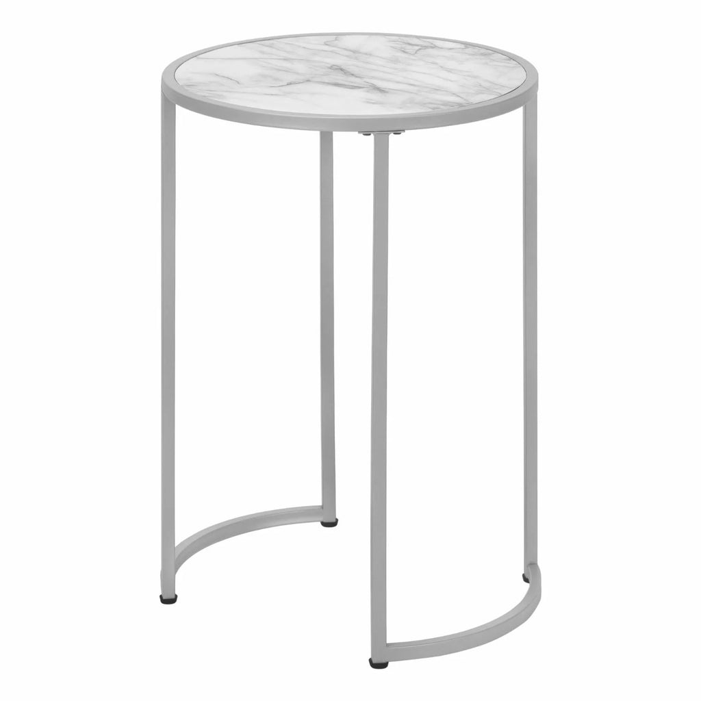 White Round Metal Accent Table O652
