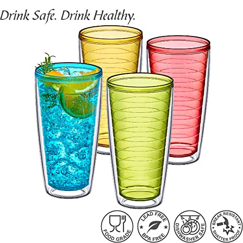24-Ounce Insulated Plastic Tumblers Set of 4 P8851