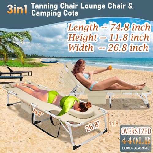 4-in-1 Folding Heavy Duty Chaise with 500LB Load Capacity R907319