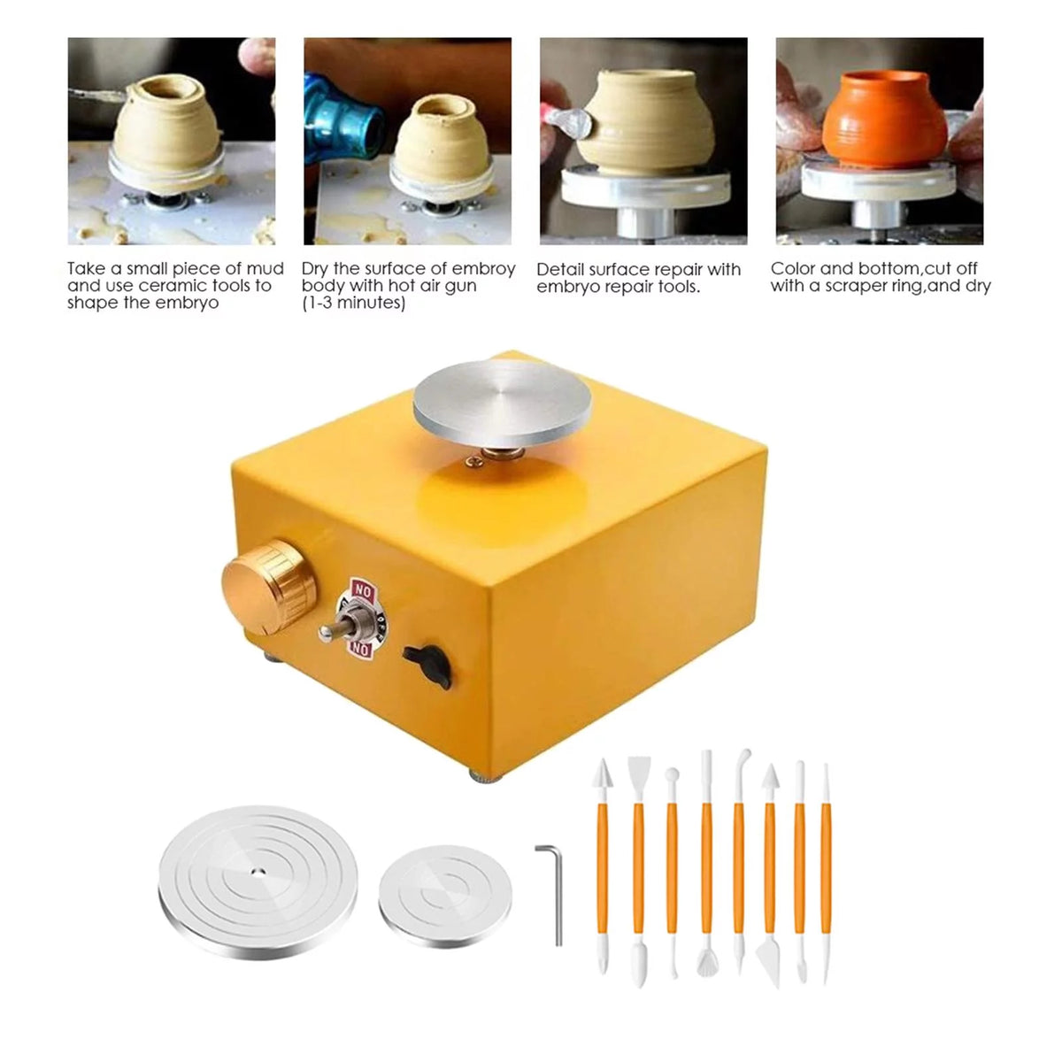 Mini Clay Making Forming Machine with 8 Ceramic Shaping Tools Q1409