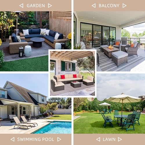 7 Pieces PE Rattan Wicker Patio Sofa Set with Glass Table Z7947