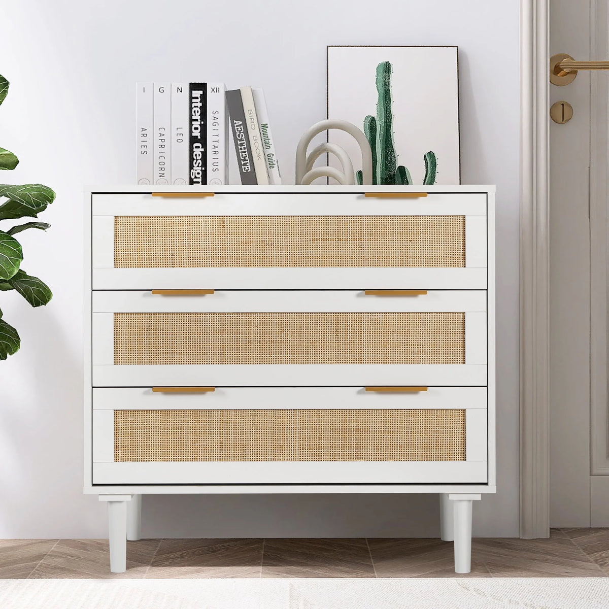 3 Drawer Rattan Wooden Dresser D770