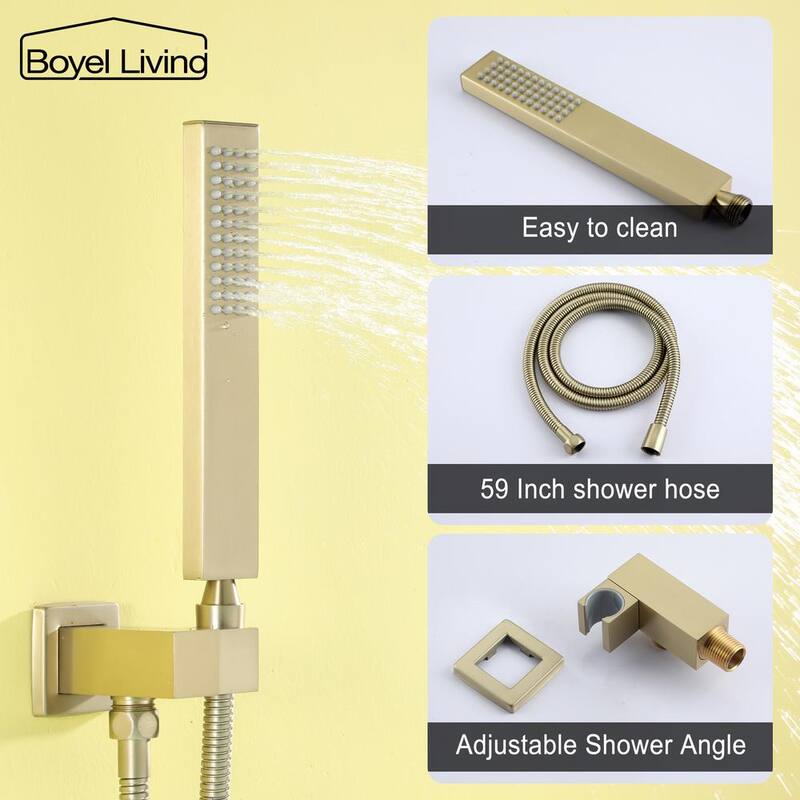 Brushed Gold Wall Mount Roman Tub Faucet with Hand Shower F9886