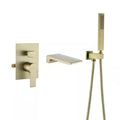 Brushed Gold Wall Mount Roman Tub Faucet with Hand Shower F9886