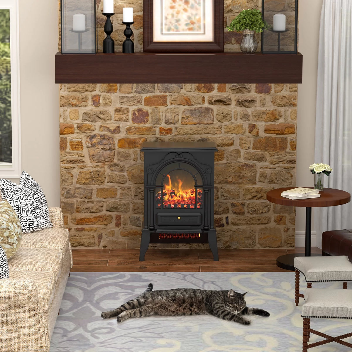 16" Infrared Electric Fireplace Heater M56019