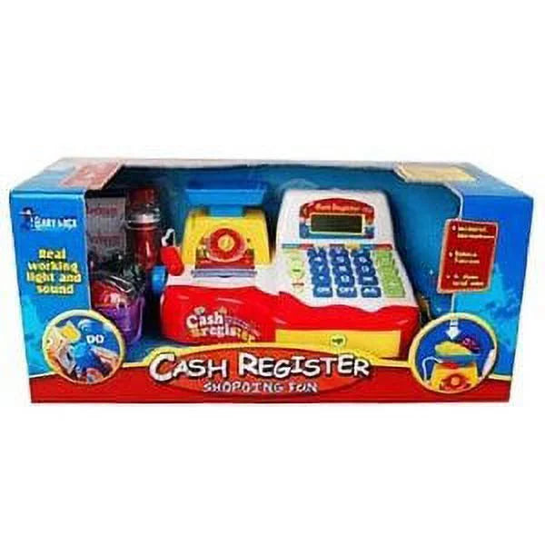 Cash Register with Checkout Scanner, Weight Scale, Microphone, Calculator, Play Money and Food Shopping Playset J6295