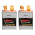 White Nightstand Set of 2 with Drawer and Open Cabinet Wood Bedside Table J641746