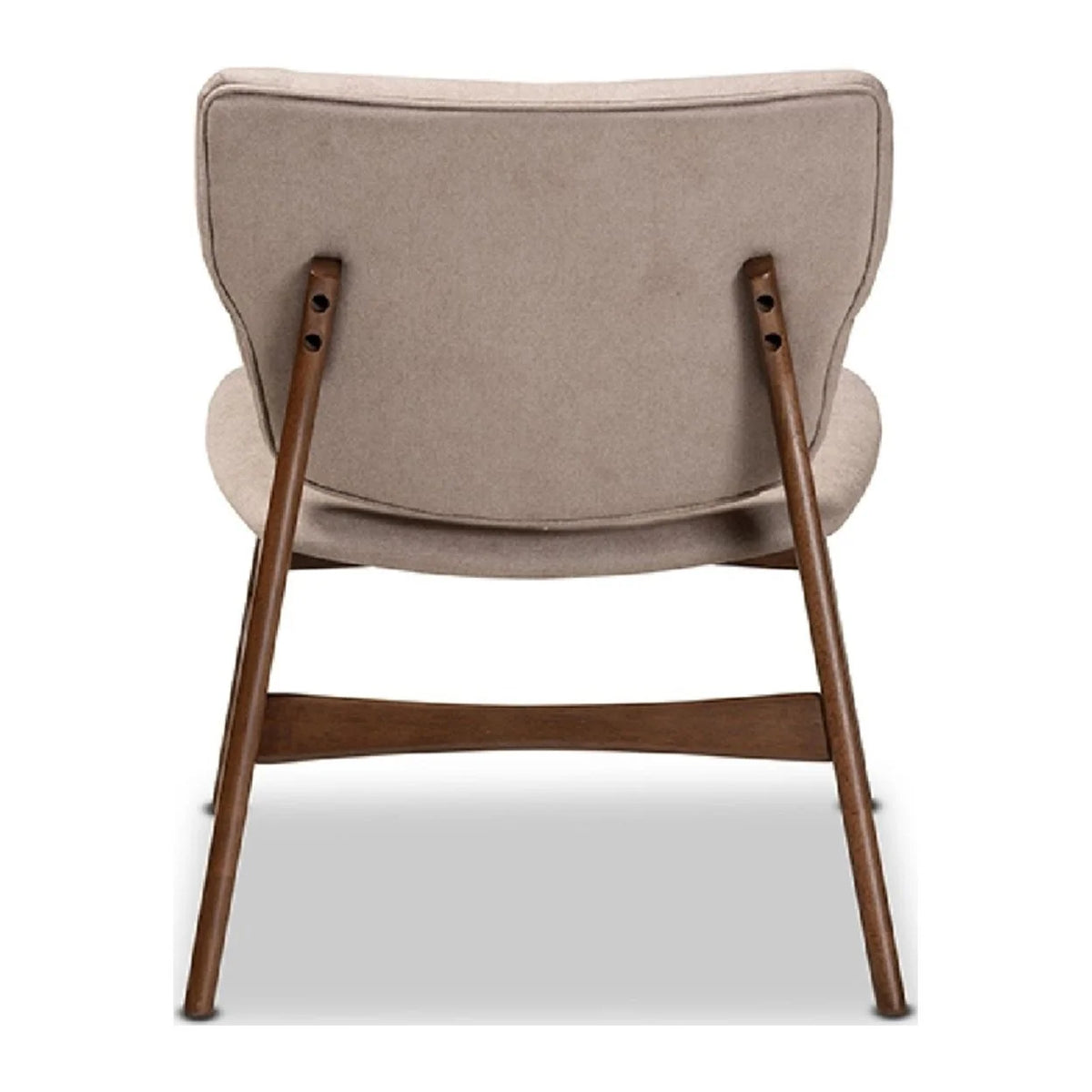 Beige Fabric Upholstered Walnut Brown Wood Accent Chair Y36308