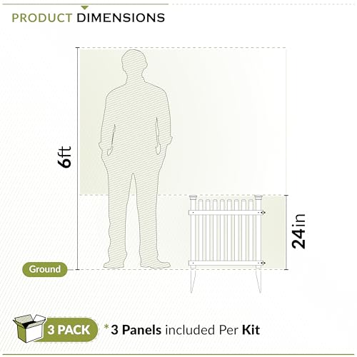 White Vinyl 3 Panels Garden Fence Kit O7437