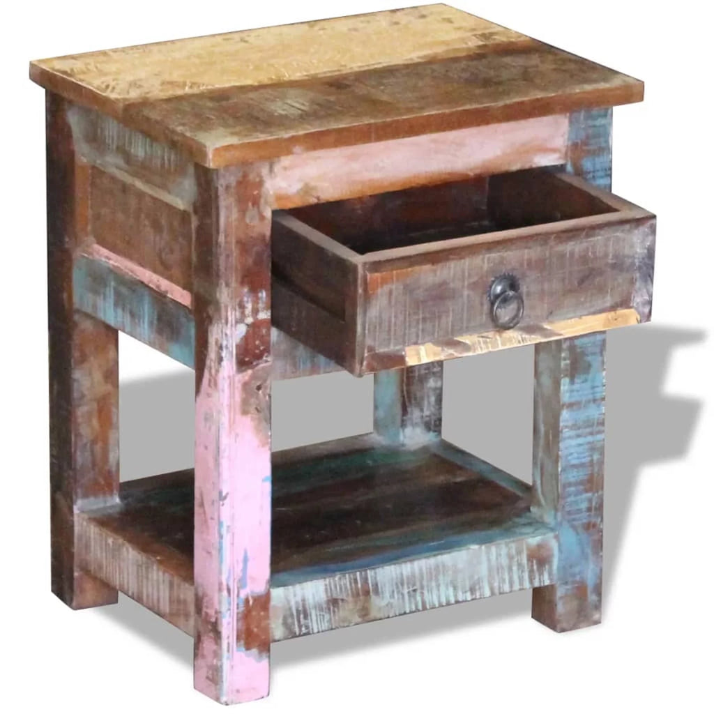Solid Reclaimed Wood Side Table with 1 Drawer Z71126