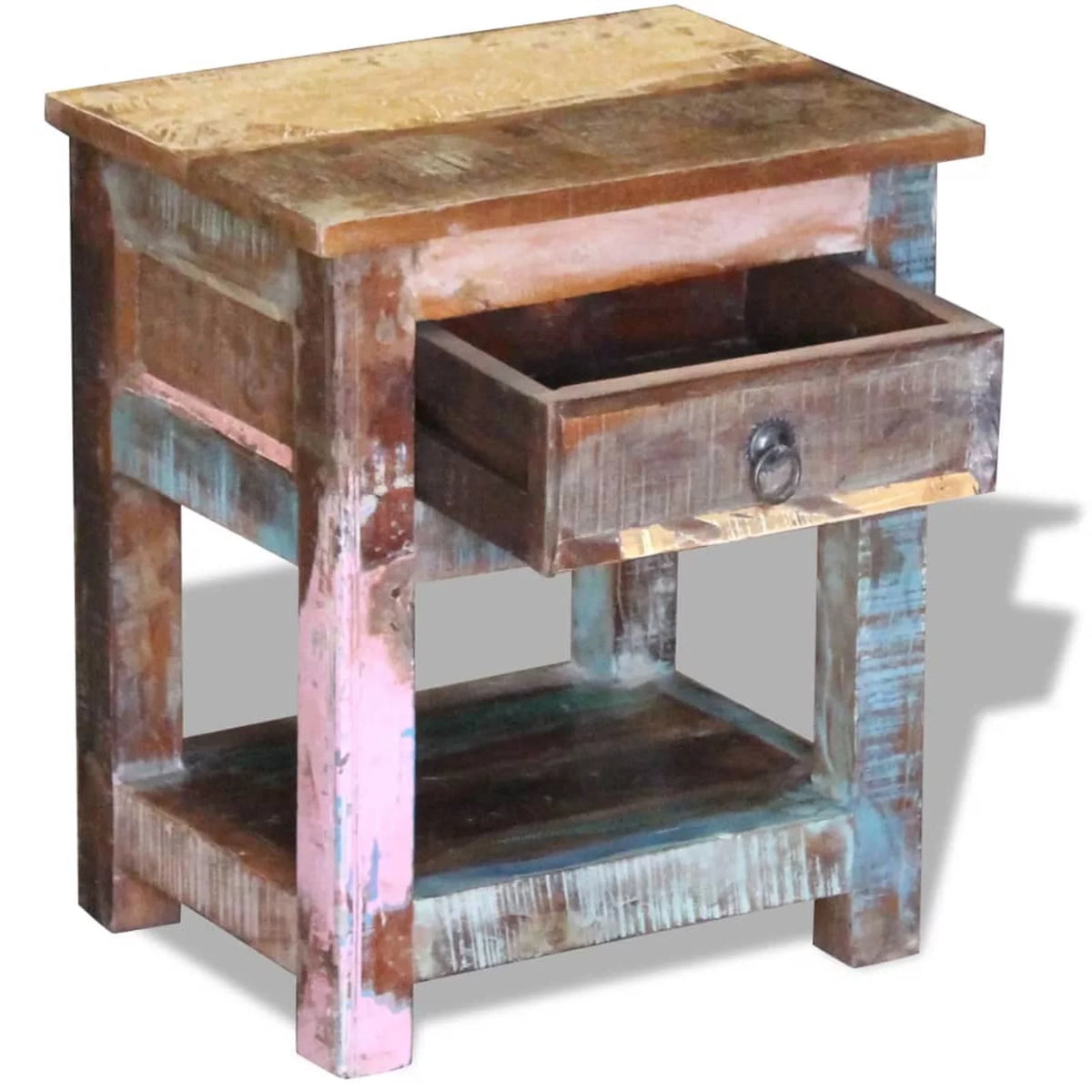 Solid Reclaimed Wood Side Table with 1 Drawer Z71126