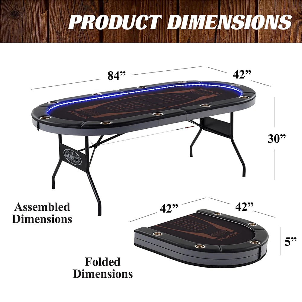 10-Player Poker Table with LED Lights C2583