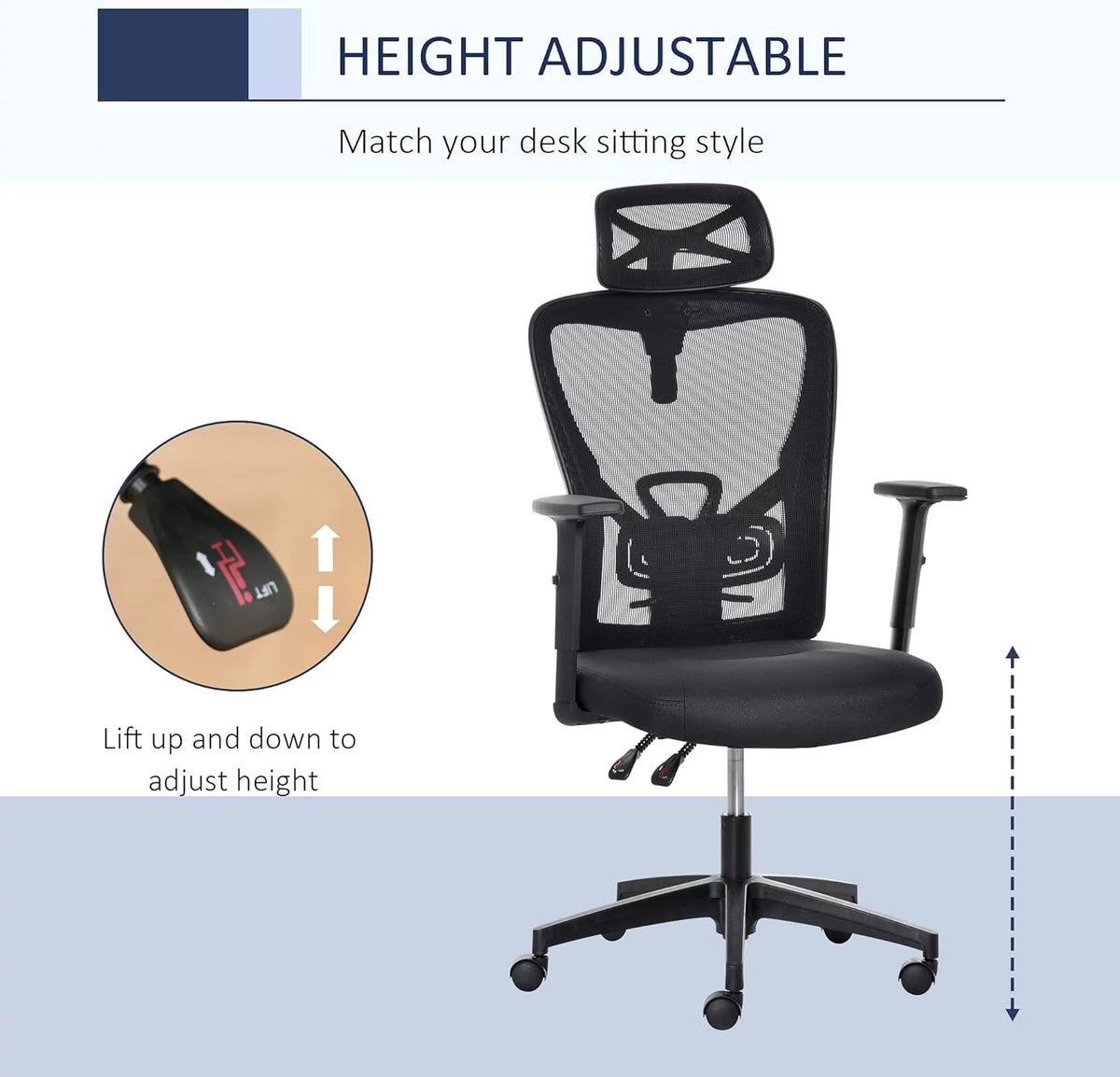 Black Ergonomic Mesh Office Chair with Lumbar Support D699