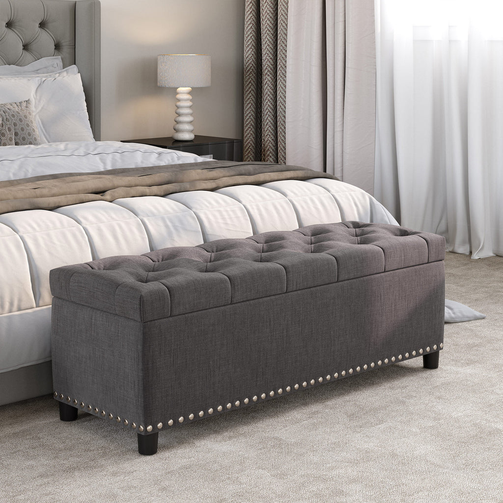 Dark Gray Storage Ottoman Bench I405905