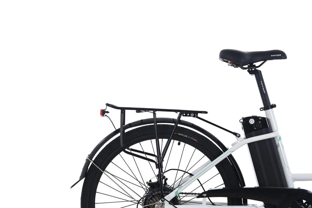 White 26” 350W Electric Bike with Removable Battery S8066