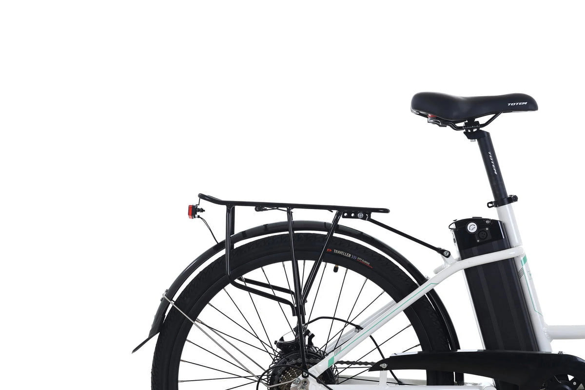 White 26” 350W Electric Bike with Removable Battery S8066