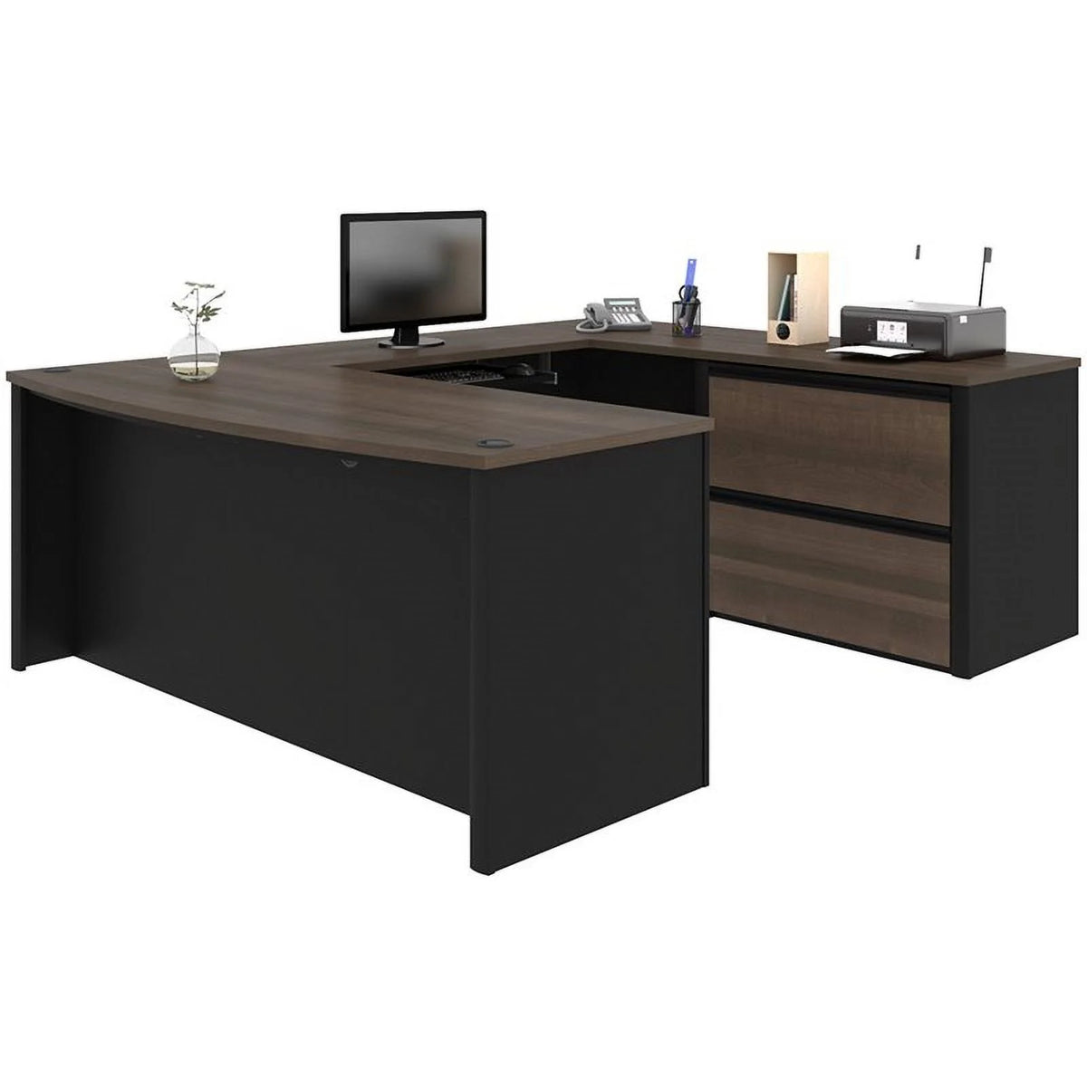 5 Piece Wood U Shaped Computer Desk F895