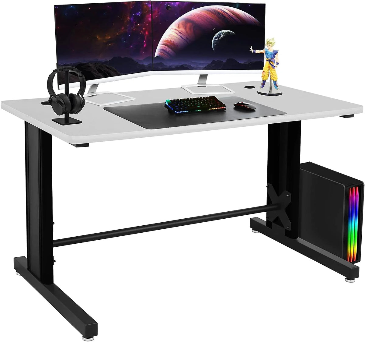 25" X 58" Black Frame Grey Top Computer Desk A380359
