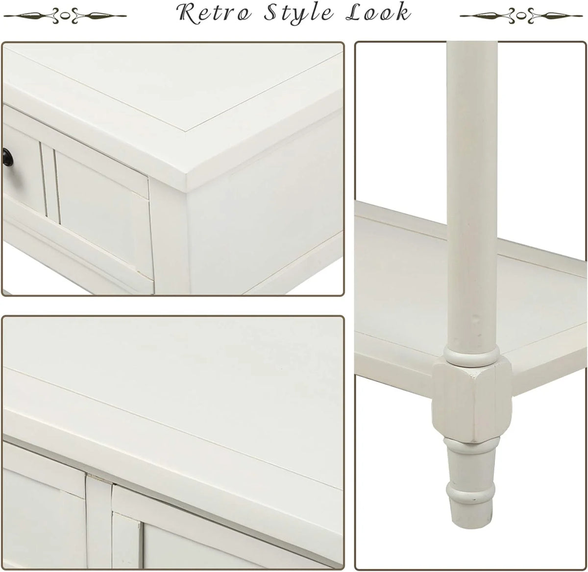 Small Ivory White Console Table with Drawers Q4088