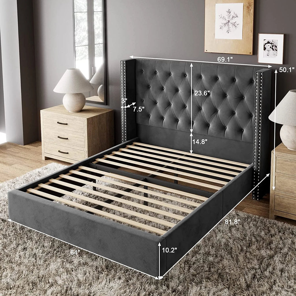 King Velvet Upholstered Bed Frame T209