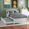 White Twin Size Wood Platform Bed with Trundle U86130