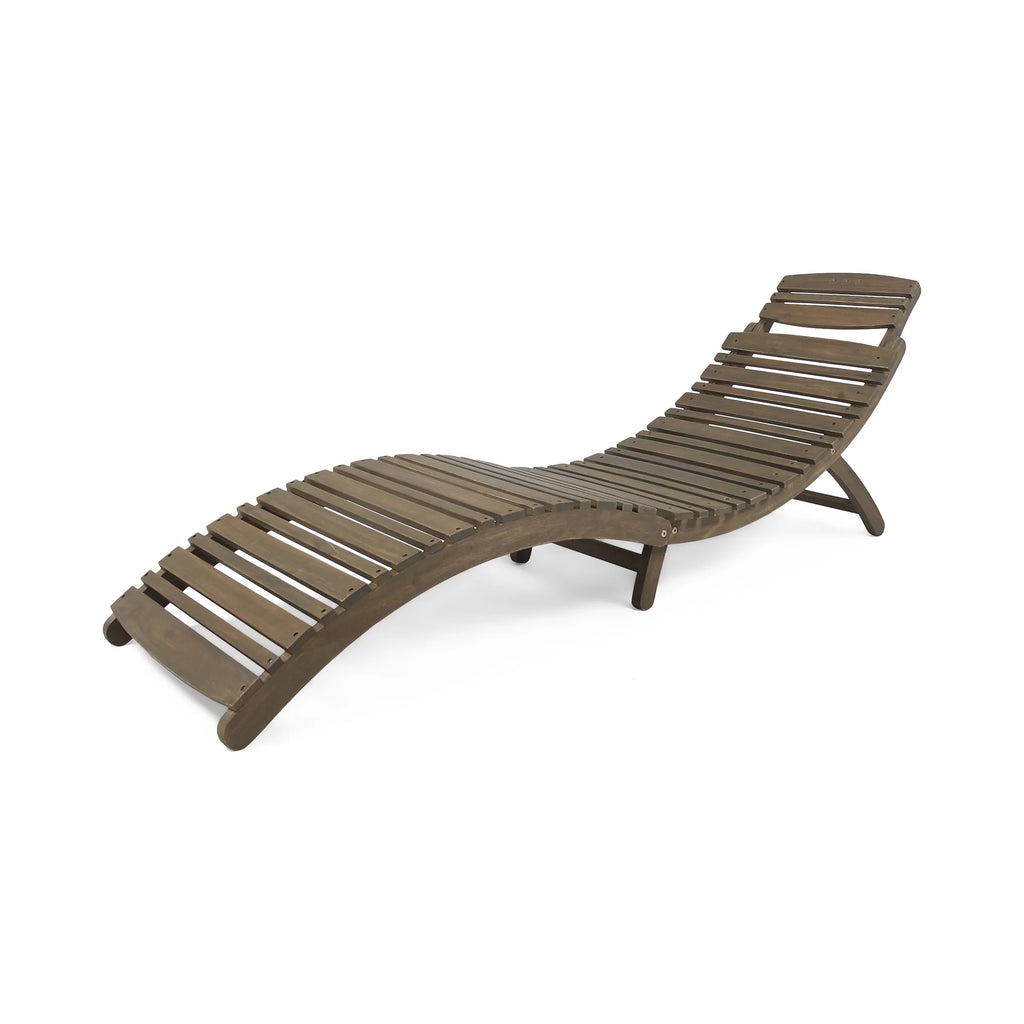 Gray Acacia Wood Outdoor Chaise Lounge Set of 2 E663