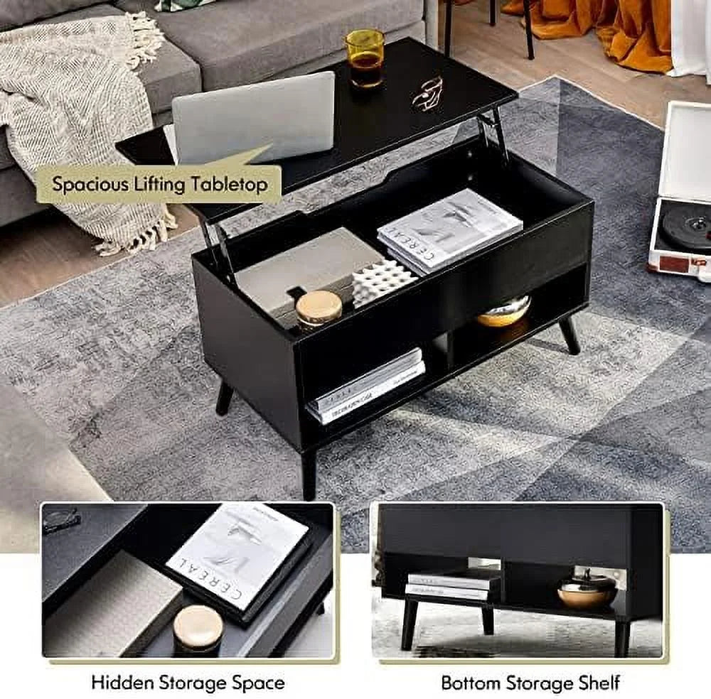 Lift Top Coffee Table with Hidden Compartment and 2 Open Shelves B682033
