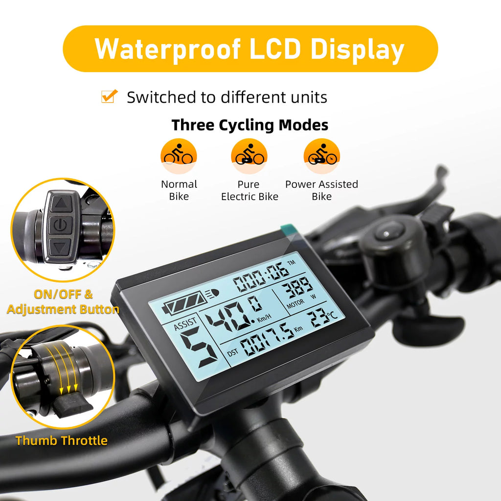 27.5 inch 48V 500W Electric City Bicycle with Removable Battery, Black S3366